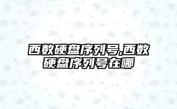 西數(shù)硬盤序列號(hào),西數(shù)硬盤序列號(hào)在哪